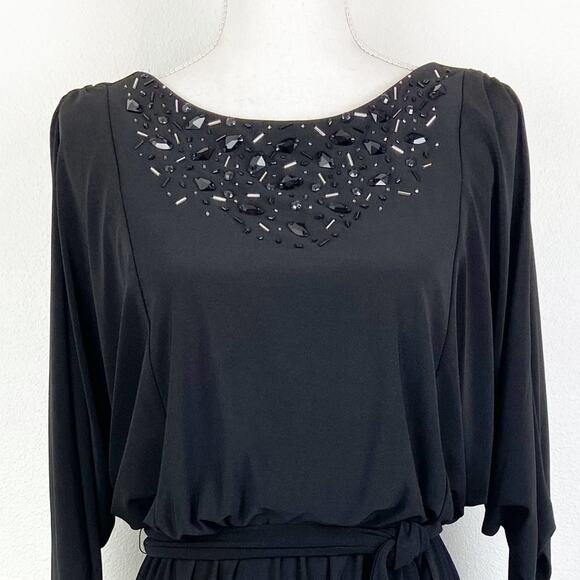 Jessica Howard Black Beaded 3/4 Sleeve Dress - 6 - Picture 7 of 7
